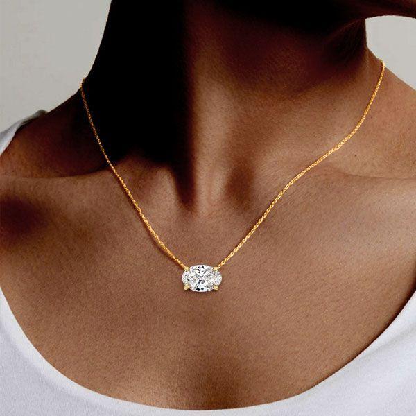 18K Gold Plated Sterling Silver Oval Pendant Necklace & Stud Earrings Set - Choose Your Length