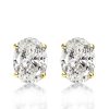 18K Gold Plated Sterling Silver Oval Pendant Necklace & Stud Earrings Set - Choose Your Length