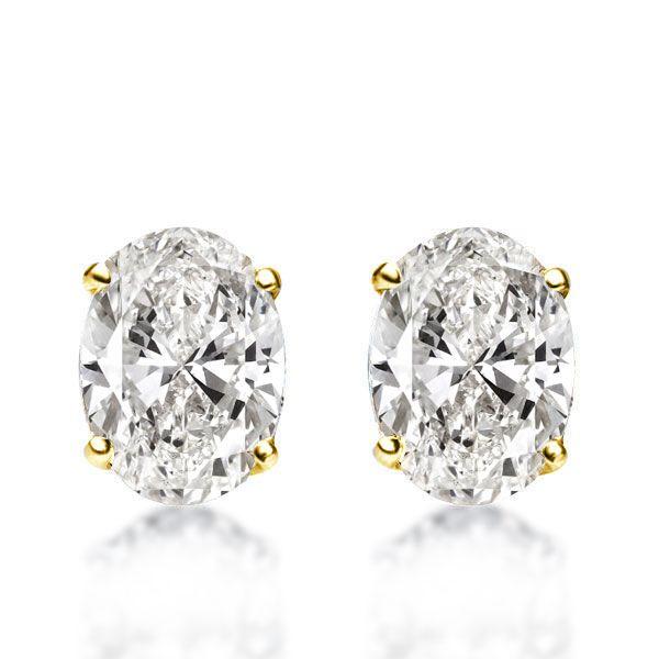 18K Gold Plated Sterling Silver Oval Pendant Necklace & Stud Earrings Set - Choose Your Length