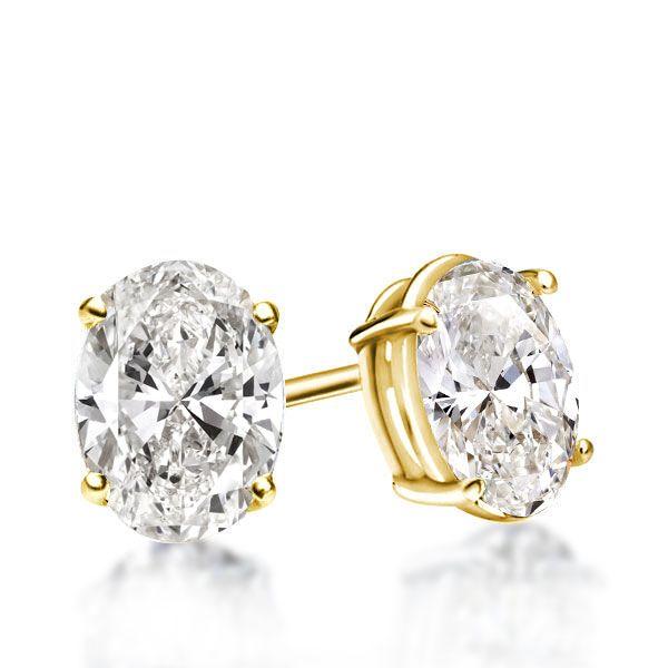 18K Gold Plated Sterling Silver Oval Pendant Necklace & Stud Earrings Set - Choose Your Length