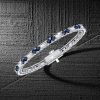 Blue Sapphire Tennis Bracelet 9.52 CT. TW Round & Baguette Cut Sterling Silver