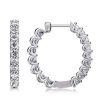 Sterling Silver Round Hoop Earrings - 16.75mm, Hinged Closure