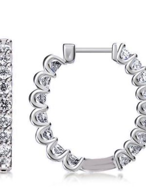 Sterling Silver Round Hoop Earrings - 16.75mm, Hinged Closure
