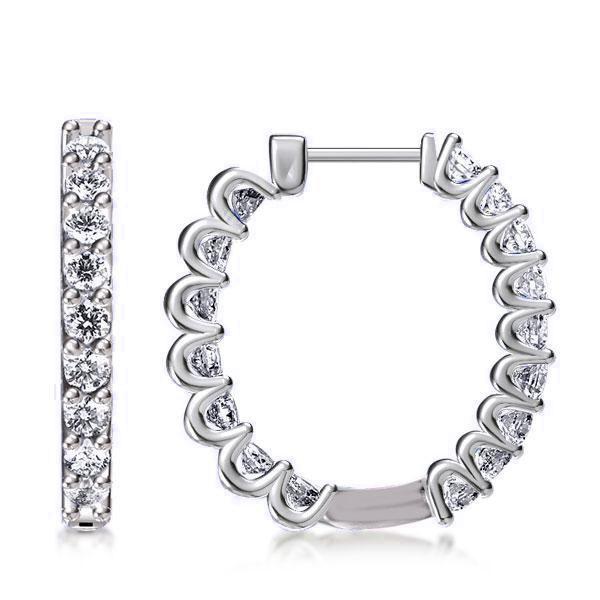 Sterling Silver Round Hoop Earrings - 16.75mm, Hinged Closure