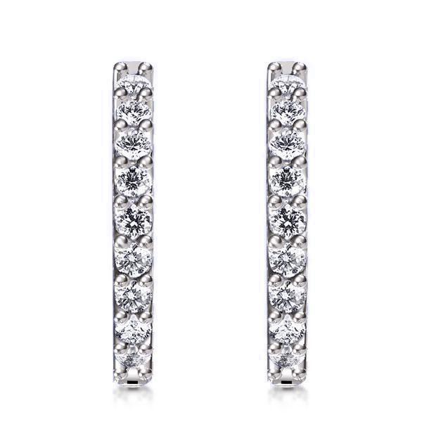 Sterling Silver Round Hoop Earrings - 16.75mm, Hinged Closure