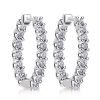 Sterling Silver Round Hoop Earrings - 16.75mm, Hinged Closure