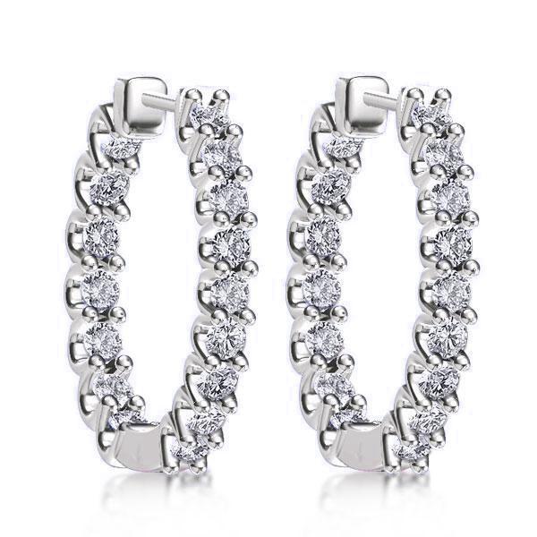 Sterling Silver Round Hoop Earrings - 16.75mm, Hinged Closure