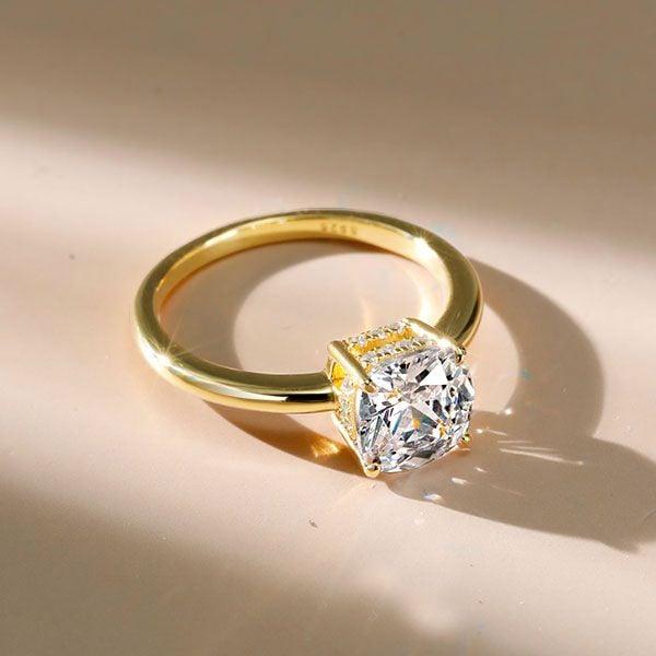 Classic 3.00 CT. TW. Solitaire Engagement Ring in 18K Gold Plated Sterling Silver