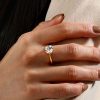 Classic 3.00 CT. TW. Solitaire Engagement Ring in 18K Gold Plated Sterling Silver