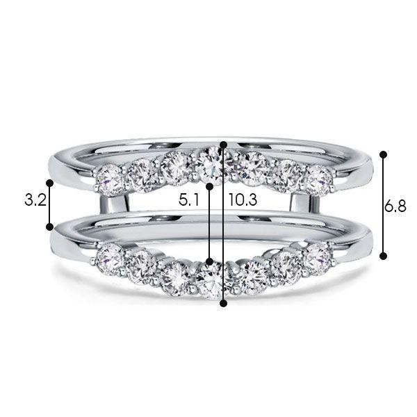 Sterling Silver Wedding Ring Enhancer Guard with Shared Prong CZ - Available in Silver, Gold & Rose Gold