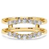 Sterling Silver Wedding Ring Enhancer Guard with Shared Prong CZ - Available in Silver, Gold & Rose Gold