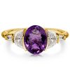 Golden Amethyst Crescent Engagement Ring - 18K Gold Plated Sterling Silver