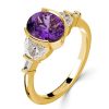 Golden Amethyst Crescent Engagement Ring - 18K Gold Plated Sterling Silver