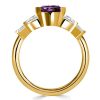Golden Amethyst Crescent Engagement Ring - 18K Gold Plated Sterling Silver