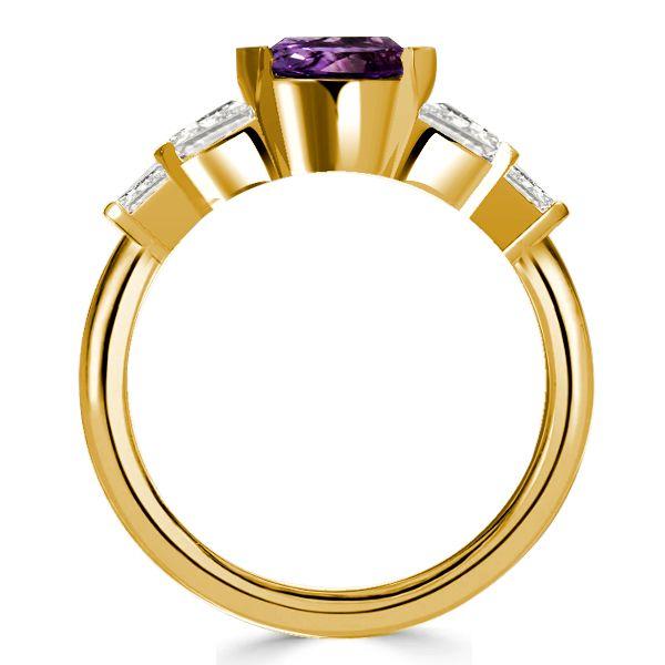 Golden Amethyst Crescent Engagement Ring - 18K Gold Plated Sterling Silver