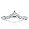 Curved Platinum Finish Wedding Band - Sterling Silver, Simulated Diamond Accent