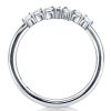 Curved Platinum Finish Wedding Band - Sterling Silver, Simulated Diamond Accent