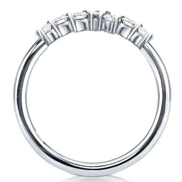 Curved Platinum Finish Wedding Band - Sterling Silver, Simulated Diamond Accent