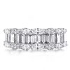 Sterling Silver Half Eternity Wedding Band with Marquise and Emerald Cut Stones 2.52 CTW