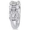 Sterling Silver Half Eternity Wedding Band with Marquise and Emerald Cut Stones 2.52 CTW