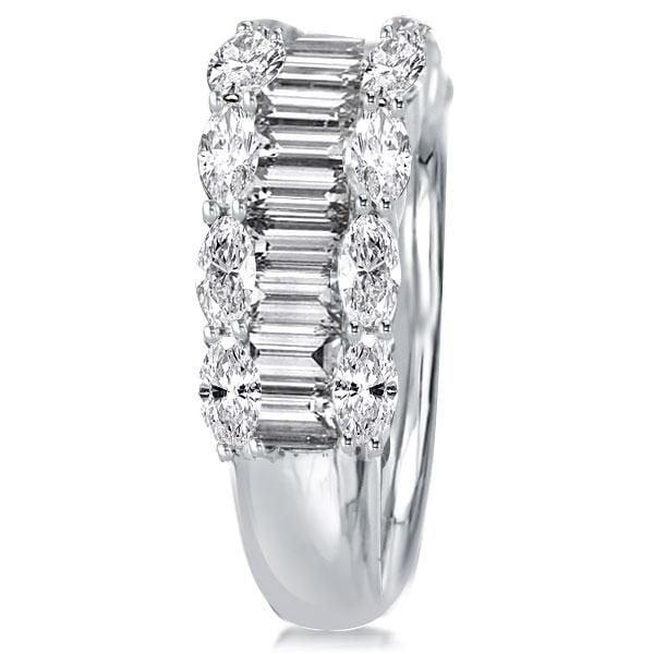 Sterling Silver Half Eternity Wedding Band with Marquise and Emerald Cut Stones 2.52 CTW