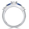 Princess Cut Blue Sapphire Bridal Set Wedding Rings in Sterling Silver