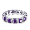 Princess Cut Amethyst Eternity Band Ring in Sterling Silver