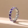 Princess Cut Amethyst Eternity Band Ring in Sterling Silver