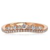 Rose Gold Crown Chevron Wedding Band - 18K Rose Gold Plated Sterling Silver