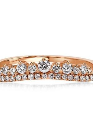 Rose Gold Crown Chevron Wedding Band - 18K Rose Gold Plated Sterling Silver