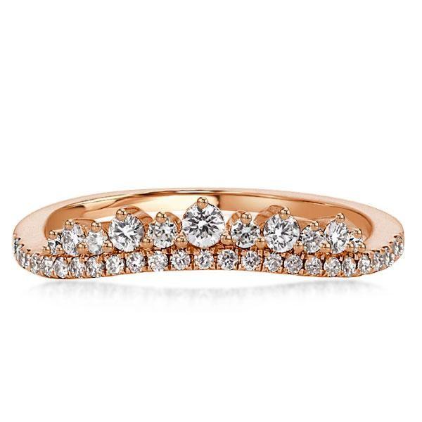 Rose Gold Crown Chevron Wedding Band - 18K Rose Gold Plated Sterling Silver