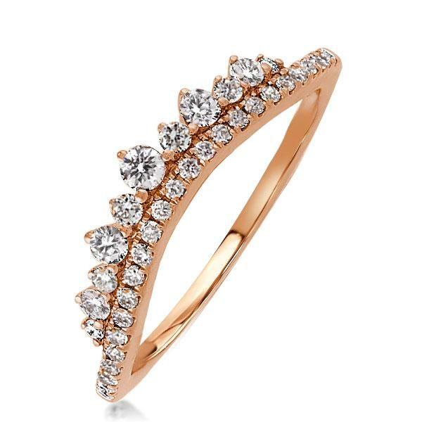 Rose Gold Crown Chevron Wedding Band - 18K Rose Gold Plated Sterling Silver
