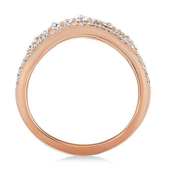 Rose Gold Crown Chevron Wedding Band - 18K Rose Gold Plated Sterling Silver