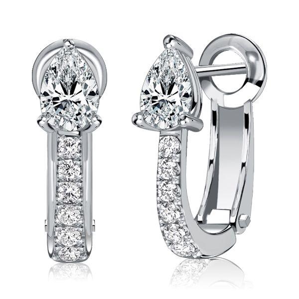 Pear-Shaped White Sapphire Hoop Earrings in Sterling Silver