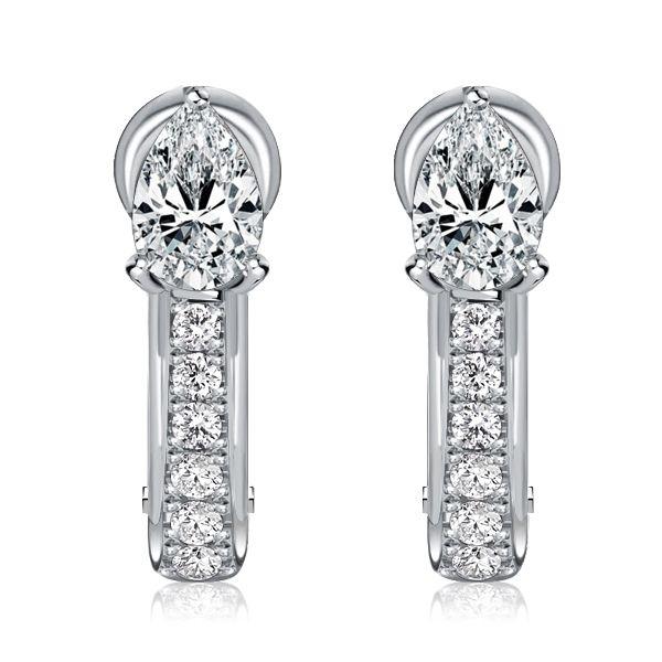Pear-Shaped White Sapphire Hoop Earrings in Sterling Silver