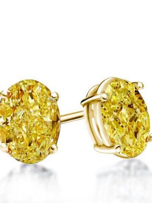 Golden Yellow Sapphire Stud Earrings - 18K Gold Plated Sterling Silver