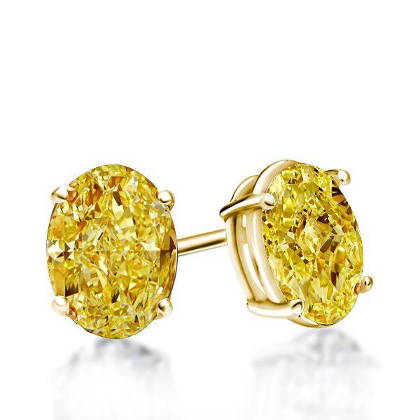 Golden Yellow Sapphire Stud Earrings - 18K Gold Plated Sterling Silver