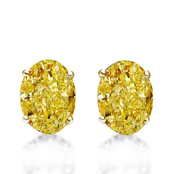 Golden Yellow Sapphire Stud Earrings - 18K Gold Plated Sterling Silver