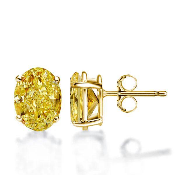 Golden Yellow Sapphire Stud Earrings - 18K Gold Plated Sterling Silver