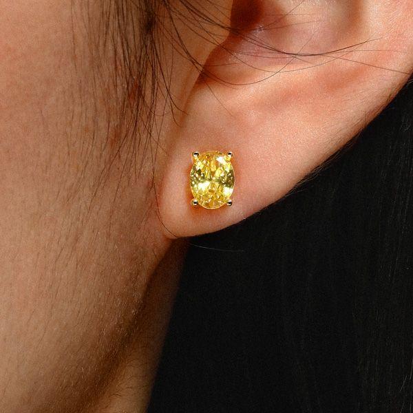 Golden Yellow Sapphire Stud Earrings - 18K Gold Plated Sterling Silver