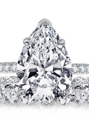 Classic Pear Cut Bridal Set in Rhodium Plated 925 Sterling Silver