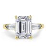 Three Stone Emerald Created White Sapphire Engagement Ring in 18K Gold Plated Sterling Silver