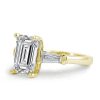 Three Stone Emerald Created White Sapphire Engagement Ring in 18K Gold Plated Sterling Silver
