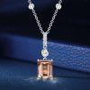 Emerald Cut Morganite Pendant Necklace in Rhodium-Plated Sterling Silver
