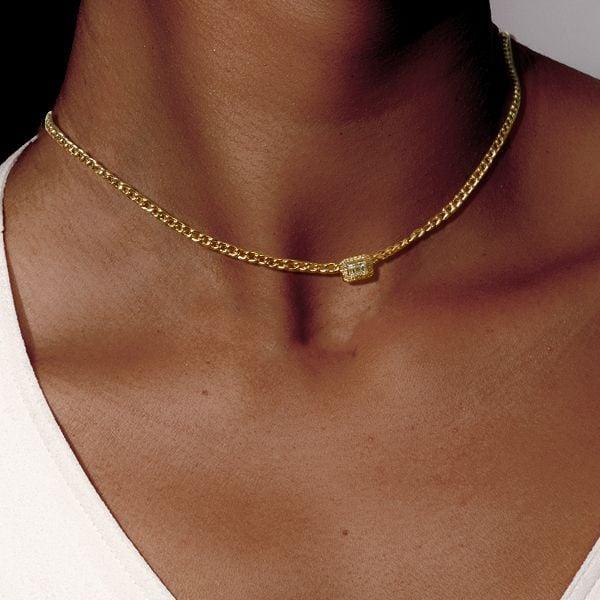 18K Gold Plated Baguette Pendant Necklace | 0.35 CT. TW | Hypoallergenic Sterling Silver