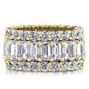 18K Gold Plated Sterling Silver Triple Row Created White Sapphire Wedding Band