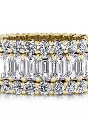 18K Gold Plated Sterling Silver Triple Row Created White Sapphire Wedding Band