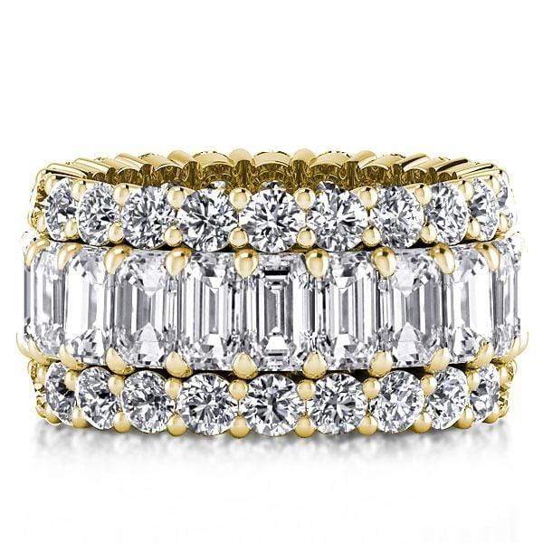 18K Gold Plated Sterling Silver Triple Row Created White Sapphire Wedding Band