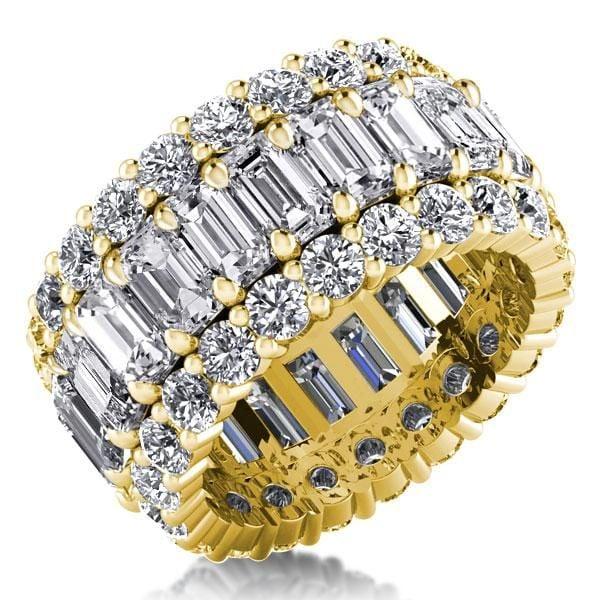 18K Gold Plated Sterling Silver Triple Row Created White Sapphire Wedding Band