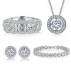 Halo Round & Cushion Cut Sterling Silver Bridal Jewelry Set - 5.0 CT. TW.